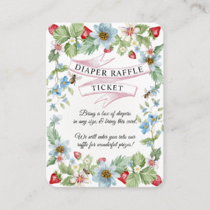 Berry Sweet Strawberry Bee Baby Girl Diaper Raffle Enclosure Card