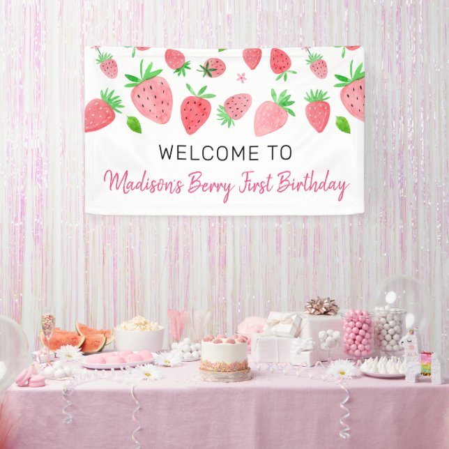 Berry Sweet Strawberry Birthday Banner (Party)