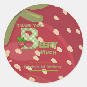 Berry Sweet Strawberry Birthday Classic Round Sticker