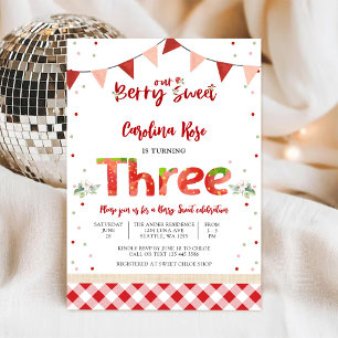 Berry Sweet Strawberry Birthday Invitation