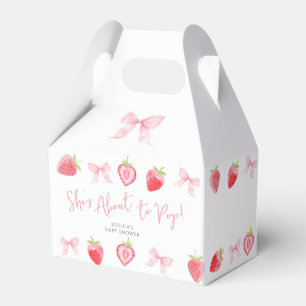 Berry Sweet Strawberry Bow Baby Girl Shower Favor Box