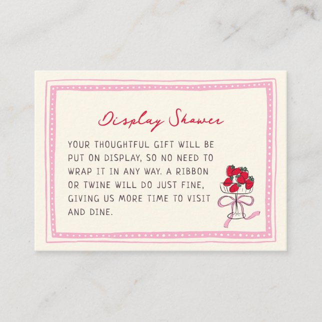 Berry Sweet Strawberry Bridal Shower Enclosure Card (Front)