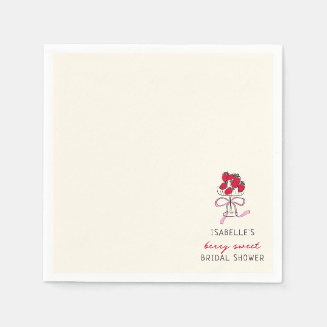 Berry Sweet Strawberry Bridal Shower  Napkin (Front)