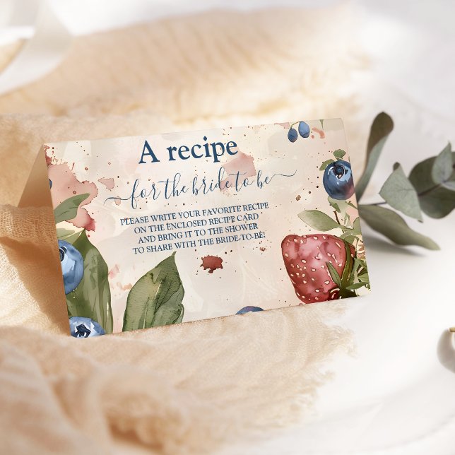 Berry Sweet Strawberry Bridal Shower  recipe Enclosure Card (Creator Uploaded)