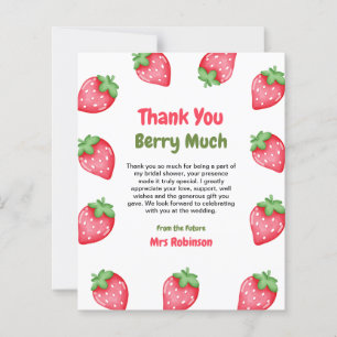 Berry Sweet Strawberry Bridal Shower ThankYou Card