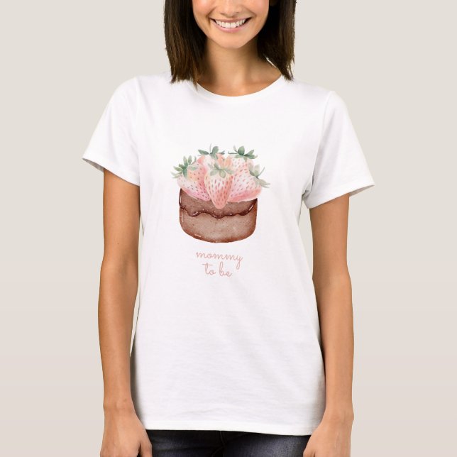 Berry Sweet Strawberry Cupcake Baby Shower Mommy T-Shirt (Front)
