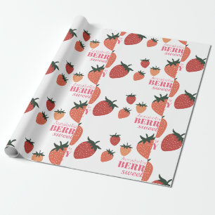 Berry Sweet Strawberry Custom Name Wrapping Paper