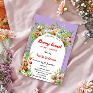 Berry Sweet Strawberry Floral Baby Shower Invitation