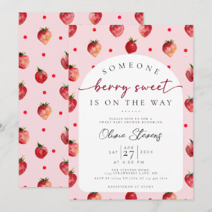 Berry Sweet Strawberry Fruit Baby Shower Invitation
