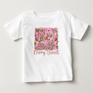Berry Sweet Strawberry Garden Watercolor Floral Baby T-Shirt