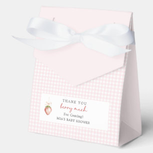 Berry Sweet Strawberry Gingham Baby Shower  Favor Box