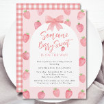 Berry Sweet Strawberry Girl Baby Shower Invitation<br><div class="desc">This cute strawberry-themed girl's baby shower invitation features watercolor strawberries and pink script typography on an arch background. The back is decorated with a pink plaid gingham. It reads "Someone Berry Sweet Is On The Way" and is easily customizable. Original Watercolor © Michele Davies</div>