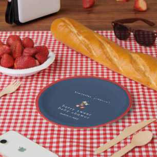 Berry Sweet Strawberry Girl Baby Shower Paper Plate
