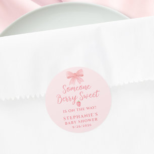 Berry Sweet Strawberry Girl's Baby Shower  Classic Round Sticker