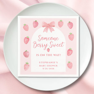 Berry Sweet Strawberry Girl's Baby Shower Napkin