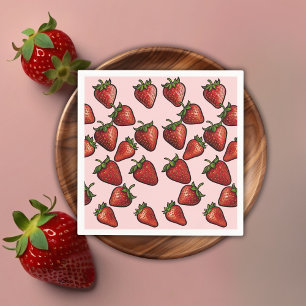 Berry Sweet Strawberry Hearts Baby Shower Napkin