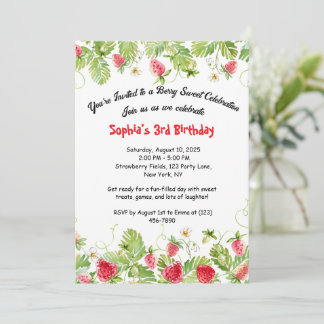 Berry Sweet Strawberry Invitation Anniversaire