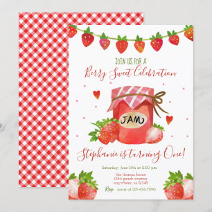 Berry Sweet Strawberry Invitation de fête d'annive
