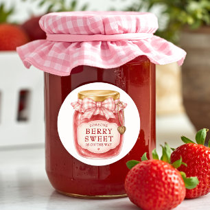 Berry Sweet Strawberry Jam Baby Shower Favour Classic Round Sticker