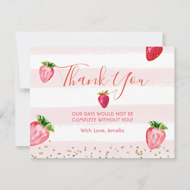 Berry Sweet Strawberry Merci Carte de note (Devant)