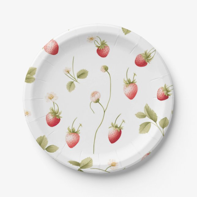 Berry Sweet Strawberry Paper Plates (Front)