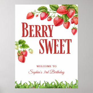 Berry Sweet Strawberry Party Affiche de bienvenue