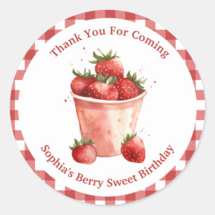 Berry Sweet Strawberry Party Classic Round Sticker