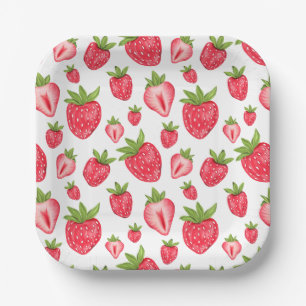 Berry Sweet Strawberry Patten Cute Birthday Paper Plate