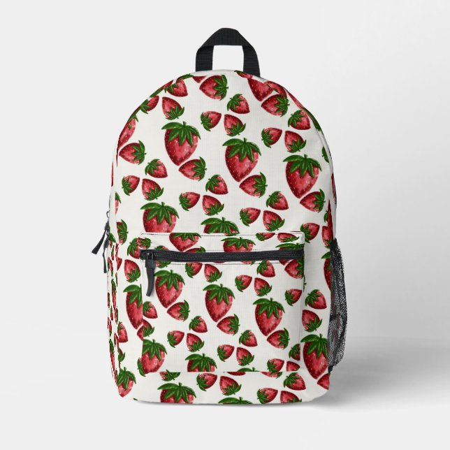 Berry Sweet Strawberry Pattern Backpack (Front)