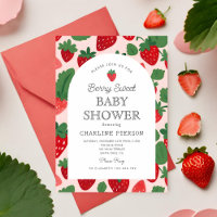 Berry Sweet Strawberry Pink  Baby Shower   Invitat