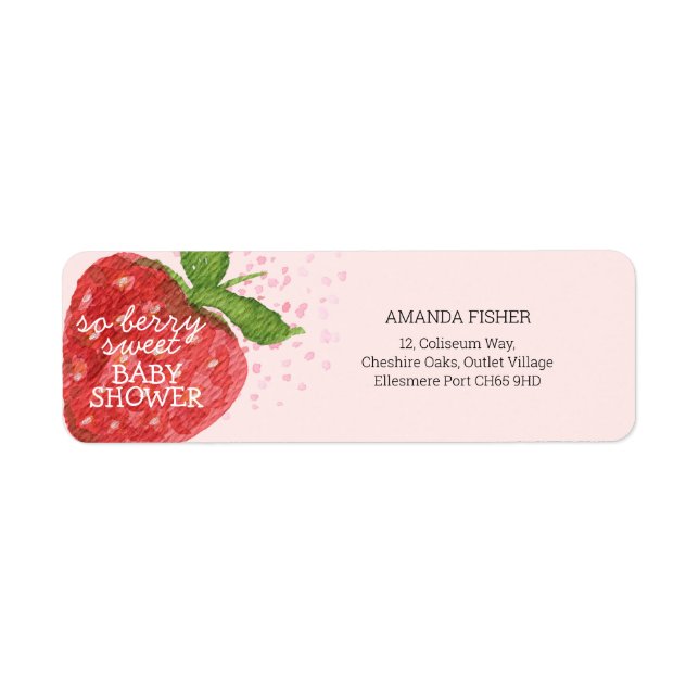 Berry Sweet Strawberry Red Pink Baby Shower (Front)
