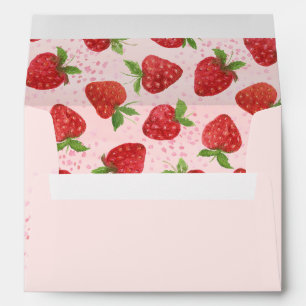 Berry Sweet Strawberry Red Pink Baby Shower Envelope