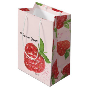 Berry Sweet Strawberry Red Pink Baby Shower Medium Gift Bag