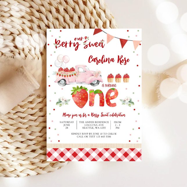 Berry Sweet Strawberry Truck Invitation (Creator Uploaded)