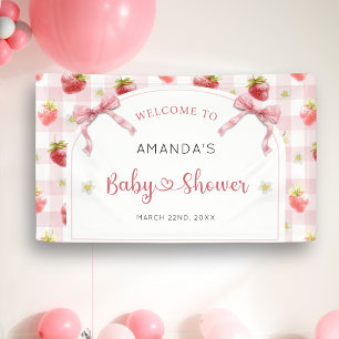 Berry Sweet Strawberry Welcome Baby Shower Banner