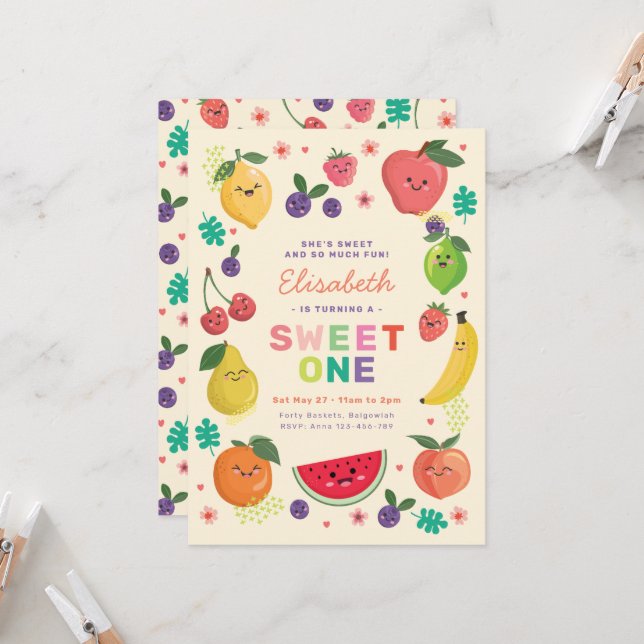 Berry Sweet Un invitation Anniversaire Rainbow Cut (Devant/Arrière en situation)