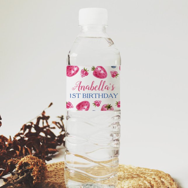 Berry Sweet Water Bottle Étiquette fraise Annivers (Créateur téléchargé)