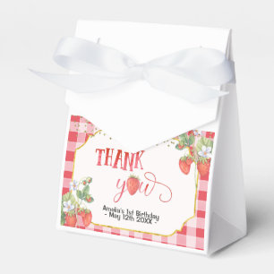 Berry Sweet Watercolor Strawberry 1st Birthday Favor Box
