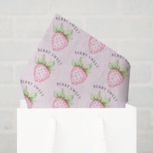 Berry Sweet Watercolor Strawberry Pink Baby Shower Tissue Paper