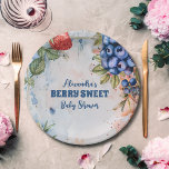 Berry Sweet  Wild Berries & Flowers Baby Shower Paper Plate<br><div class="desc">Add a delightful touch of sweetness to your baby shower with our Blueberry Berry Sweet Baby Shower Paper Plates. These charming plates feature adorable blueberry illustrations and vibrant berry-themed accents, perfect for creating a whimsical atmosphere at your celebration. Crafted from durable paper material, our plates offer both practicality and charm....</div>