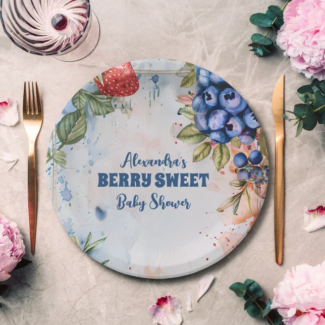 Berry Sweet  Wild Berries & Flowers Baby Shower Paper Plate (Creator Uploaded)