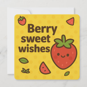 Berry Sweet Wishes – Cute Strawberry Pun Greeting  Holiday Card