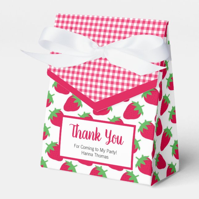 Berry Themed Strawberry Birthday Party Favor Box (Front Side)