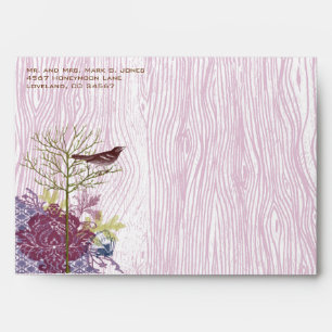 Berry Vintage Grain Arbre Oiseau Damas Enveloppe