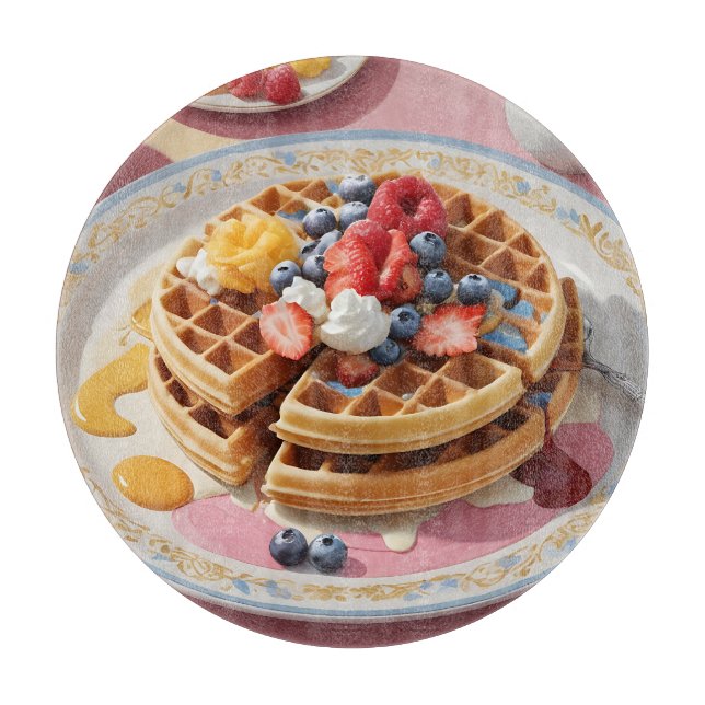Berry Waffle Breakfast Plate Cutting Board (Front)