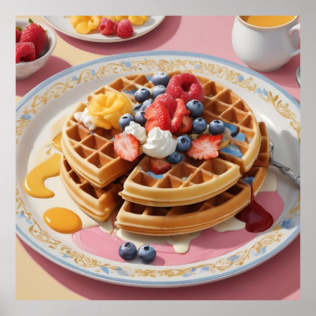 Berry Waffle Breakfast Plate Poster (Front)