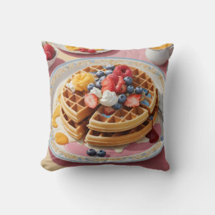 Berry Waffle Breakfast Plate Throw Pillow