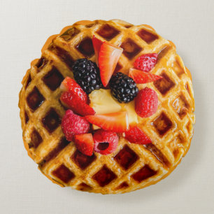 Berry Waffle Round Throw Pillow
