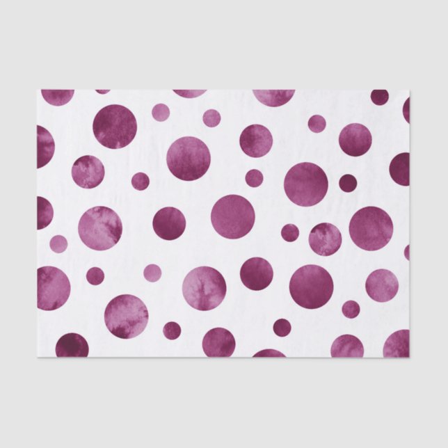 Berry Watercolor Polka Dots Tissue Paper (Front)