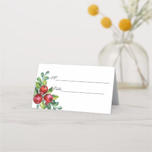 Berry Watercolor Stems Wedding Place Card